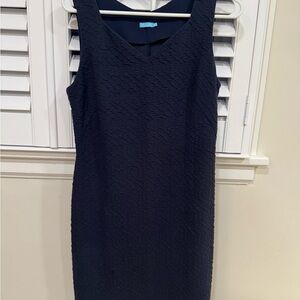 EUC J. McLaughlin Blue Sheath Midi Dress with jacquard pattern